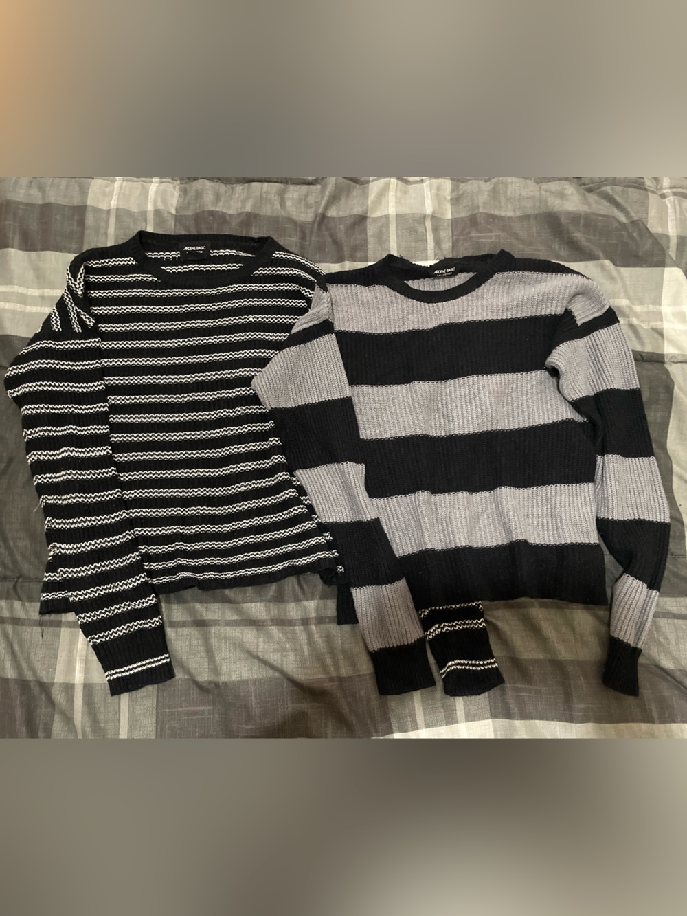 Ardene Black & White Striped Knit Top